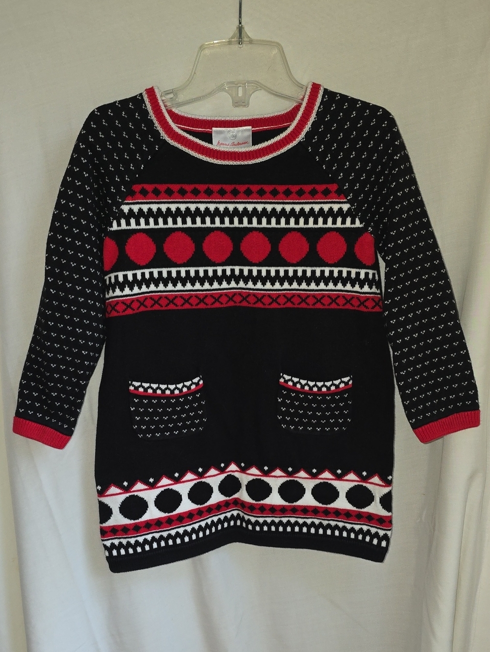 Hanna Andersson Black, Red & White Patterned Knit Dress